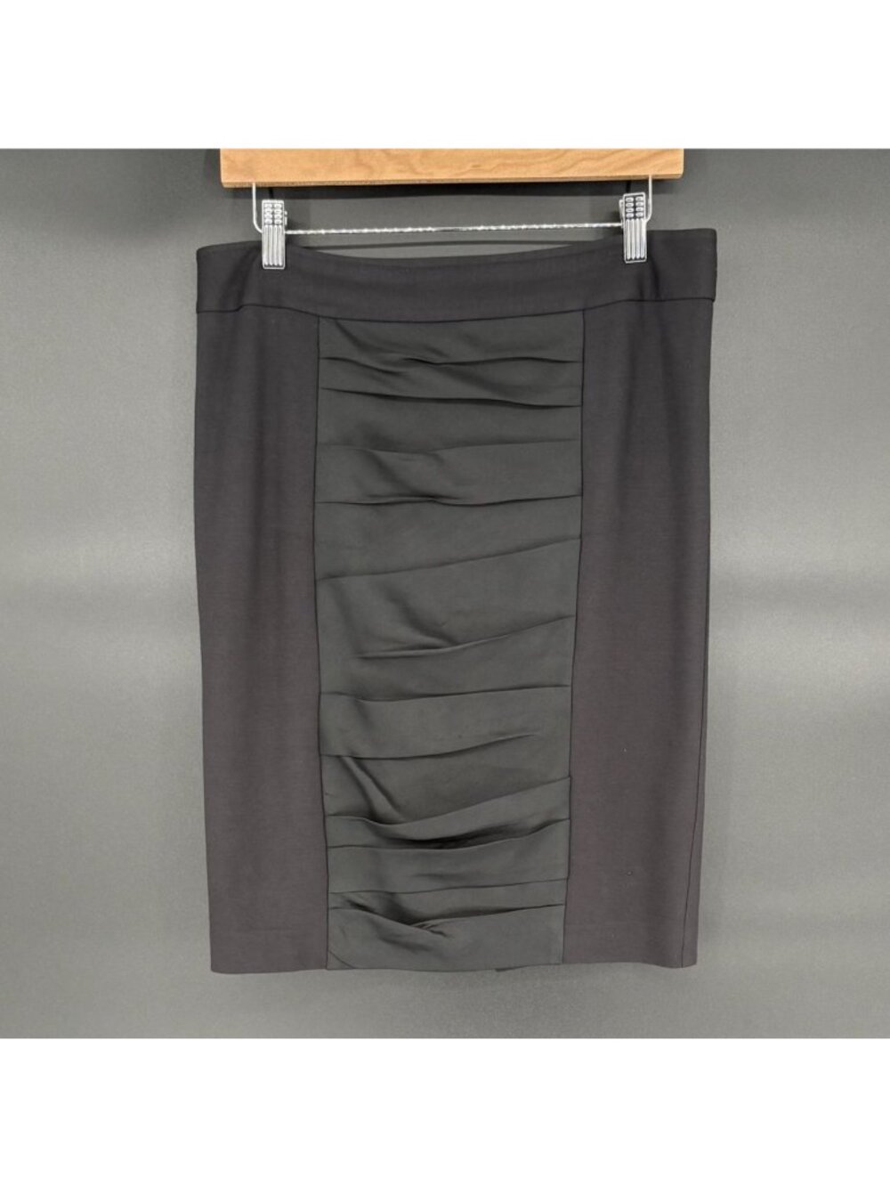 Ted Baker London Pencil Skirt Size 3 Black Ruched Silk Trim Career Office